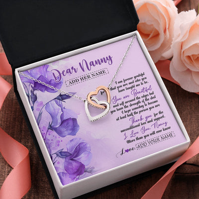 Interlocking Hearts Necklace Stainless Steel & Rose Gold Finish | 2 | Personalized To My Nanny Gifts Necklace Flower You Are Beautiful Gifts For Nanny Mothers Day Birthday Thanksgiving Christmas Custom Gift Box Message Card | teecentury.myshopify