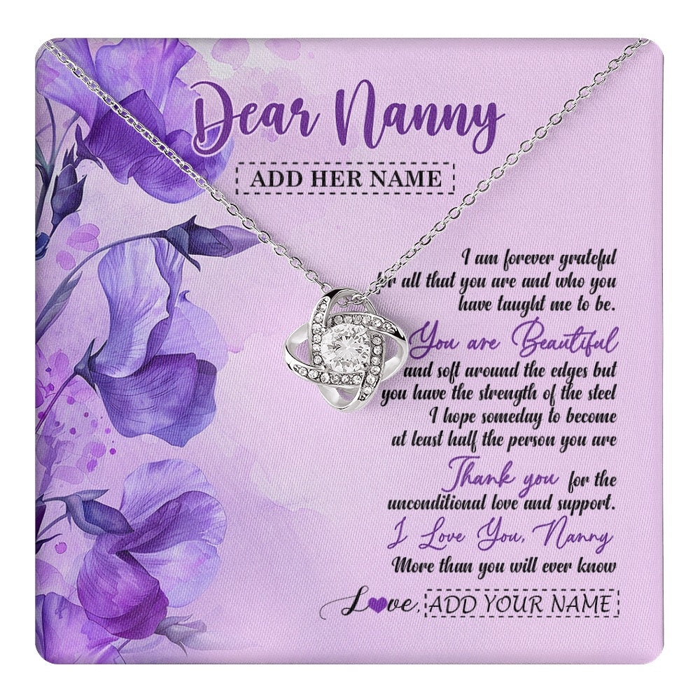 Love Knot Necklace 14K White Gold Finish | 1 | Personalized To My Nanny Gifts Necklace Flower You Are Beautiful Gifts For Nanny Mothers Day Birthday Thanksgiving Christmas Custom Gift Box Message Card | teecentury.myshopify