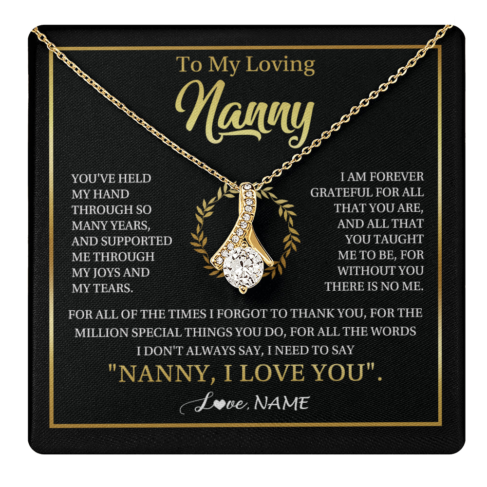 Alluring Beauty Necklace 18K Yellow Gold Finish | 1 | Personalized To My Nanny Gifts Necklace From Granddaughter Grandkids Grateful Thank You Nanny Birthday Mothers Day Christmas Customized Gift Box Message Card | teecentury