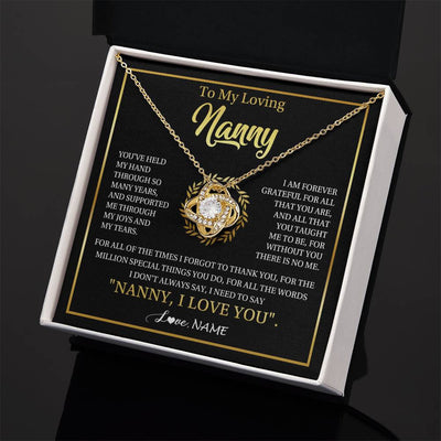 Love Knot Necklace 18K Yellow Gold Finish | 2 | Personalized To My Nanny Gifts Necklace From Granddaughter Grandkids Grateful Thank You Nanny Birthday Mothers Day Christmas Customized Gift Box Message Card | teecentury