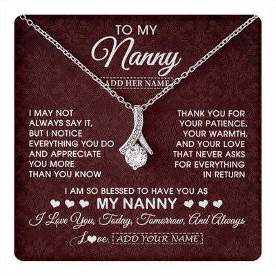 Alluring Beauty Necklace 14K White Gold Finish | 1 | Personalized To My Nanny Gifts Necklace Meaningful Jewelry Pendant Gifts For Nanny Mothers Day Birthday Anniversary Christmas Custom Gift Box Message Card | https://teecentury.