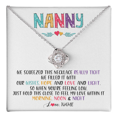 Love Knot Necklace 14K White Gold Finish | 1 | Personalized To My Nanny Necklace From Kids We Squeezed This Necklace Nanny Birthday Mothers Day Christmas Jewelry Pendant Customized Gift Box Message Card | teecentury
