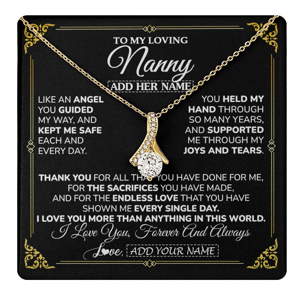 Alluring Beauty Necklace 18K Yellow Gold Finish | 1 | Personalized To My Nanny Necklace Gifts Meaningful Gift To Nanny From Granddaughter Without You There Is No Me Mothers Day Birthday Gift Box Message Card | https://teecentury.