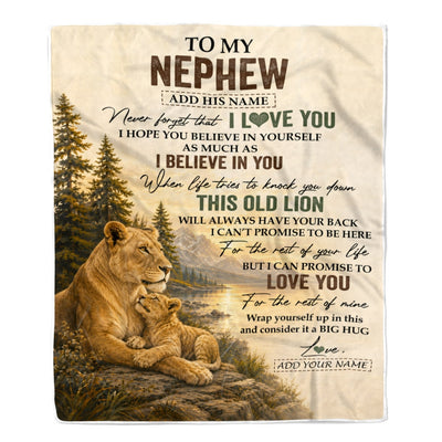 Personalized To My Nephew Birthday Gifts From Aunt This Old Lion Blanket Nephew Gifts Graduation Christmas Gift Ideas For Men Customized Fleece Throw Blanket | teecentury