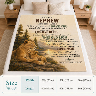Personalized To My Nephew Birthday Gifts From Aunt This Old Lion Blanket Nephew Gifts Graduation Christmas Gift Ideas For Men Customized Fleece Throw Blanket | teecentury
