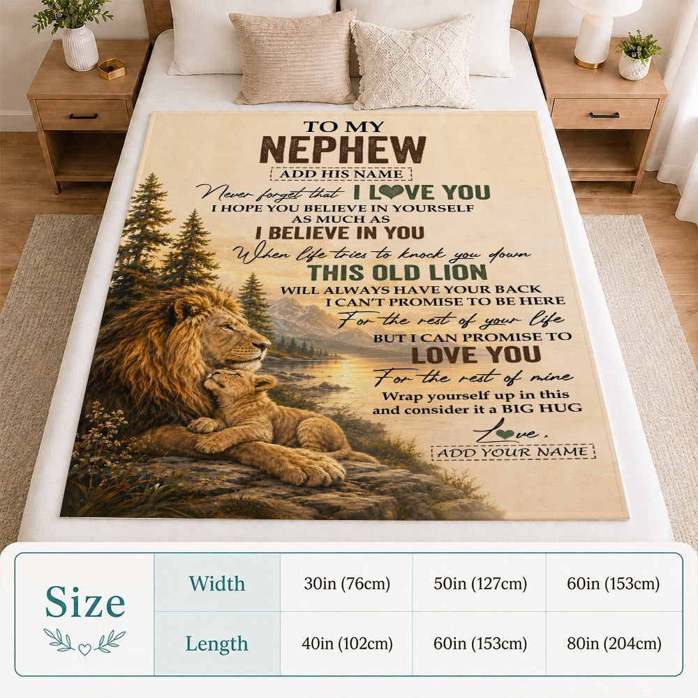 Personalized To My Nephew Birthday Gifts From Uncle This Old Lion Blanket Nephew Gifts Graduation Christmas Gift Ideas For Men Customized Fleece Throw Blanket | teecentury