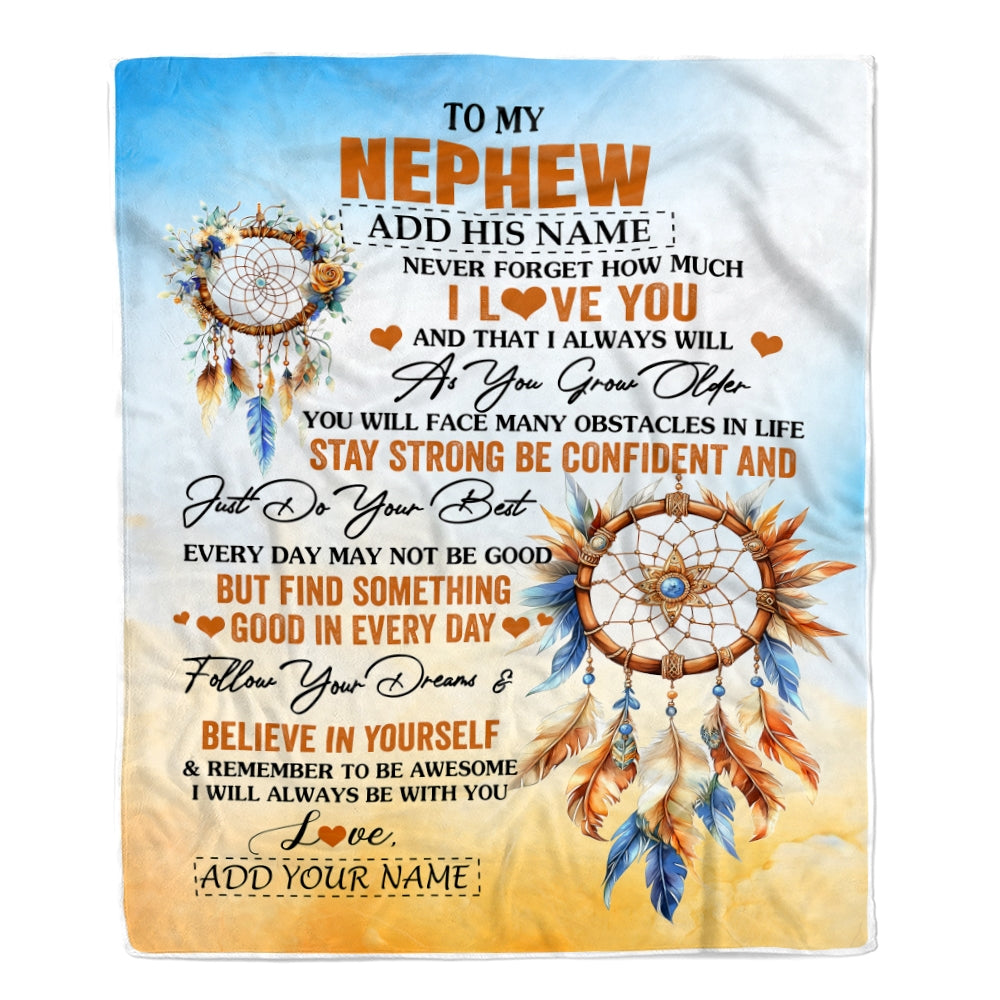 Personalized To My Nephew Blanket Dream Catcher I Love You Forever From Aunt Auntie Uncle Nephew Birthday Gifts Christmas Graduation Custom Fleece Blanket | teecentury
