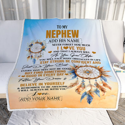 Personalized To My Nephew Blanket Dream Catcher I Love You Forever From Aunt Auntie Uncle Nephew Birthday Gifts Christmas Graduation Custom Fleece Blanket | teecentury
