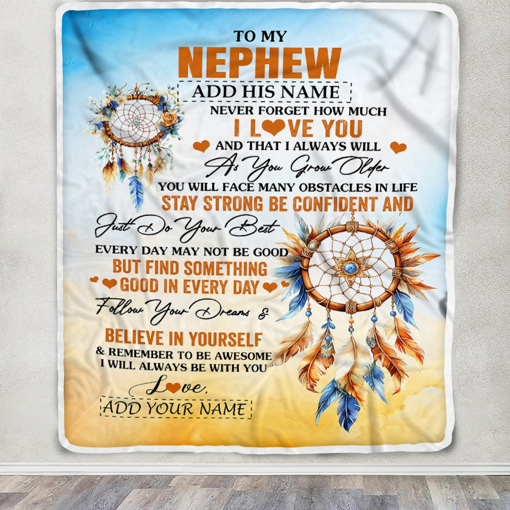 Personalized To My Nephew Blanket Dream Catcher I Love You Forever From Aunt Auntie Uncle Nephew Birthday Gifts Christmas Graduation Custom Fleece Blanket | teecentury