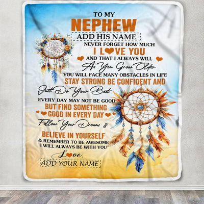Personalized To My Nephew Blanket Dream Catcher I Love You Forever From Aunt Auntie Uncle Nephew Birthday Gifts Christmas Graduation Custom Fleece Blanket | teecentury
