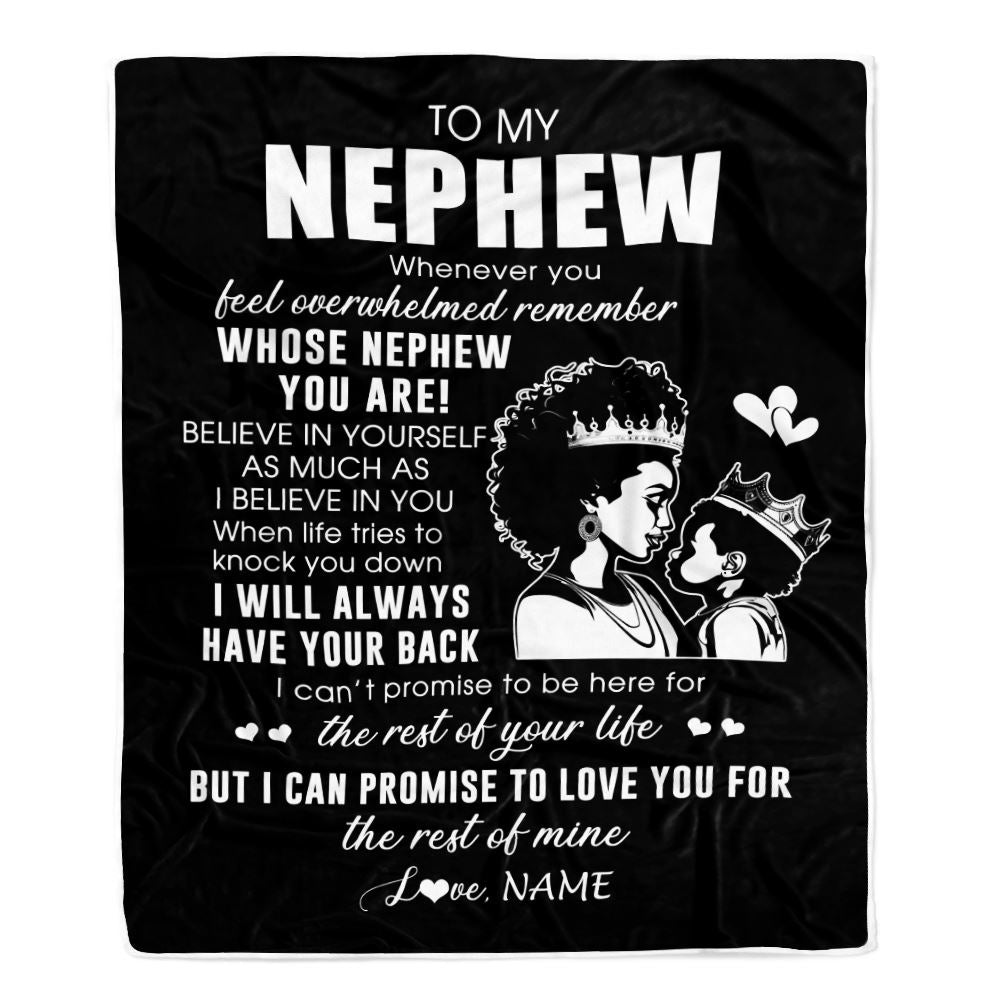 Personalized To My Nephew Blanket From Aunt Auntie African Woman Whenever You Feel Overwhelmed Nephew Birthday Christmas Customized Fleece Throw Blanket | teecentury