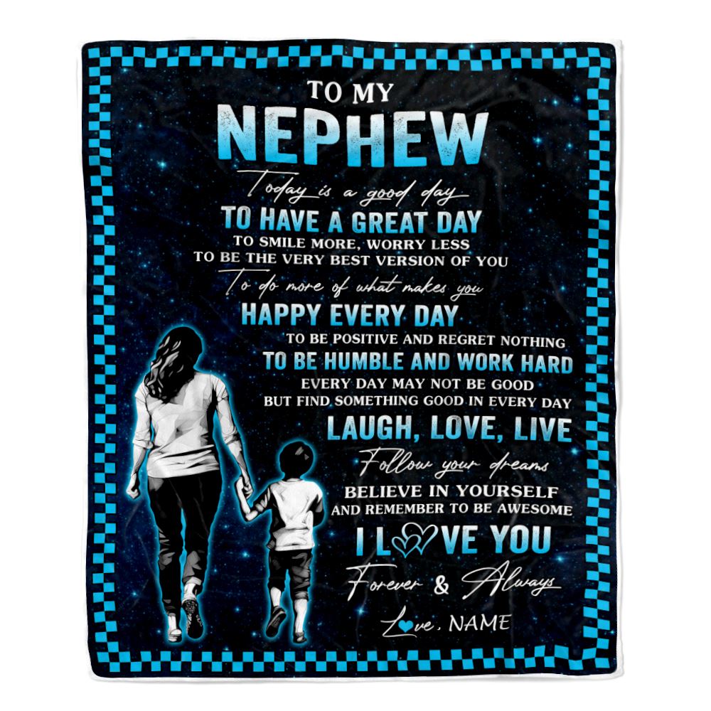 Personalized To My Nephew Blanket From Aunt Auntie Every Day Laugh Love Live Aunt Nephew Birthday Gifts Graduation Christmas Customized Fleece Throw Blanket | teecentury