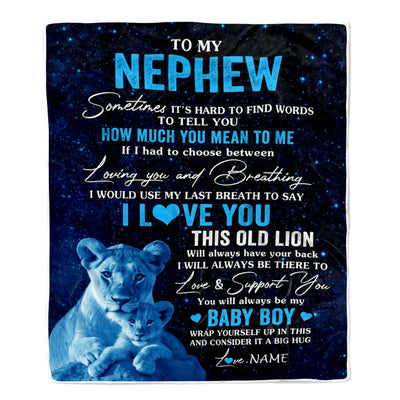 Personalized To My Nephew Blanket From Aunt Auntie I Love You This Old Lion Nephew Birthday Graduation Christmas Customized Bed Fleece Throw Blanket | teecentury