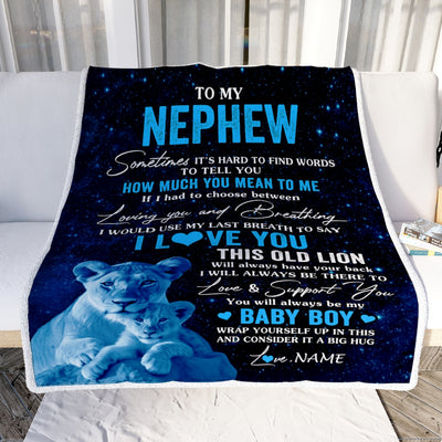 Personalized To My Nephew Blanket From Aunt Auntie I Love You This Old Lion Nephew Birthday Graduation Christmas Customized Bed Fleece Throw Blanket | teecentury