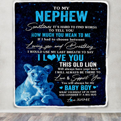 Personalized To My Nephew Blanket From Aunt Auntie I Love You This Old Lion Nephew Birthday Graduation Christmas Customized Bed Fleece Throw Blanket | teecentury