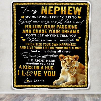 Personalized To My Nephew Blanket From Aunt Auntie Lion My Only Wish For You Nephew Birthday Graduation Christmas Customized Bed Fleece Throw Blanket | teecentury