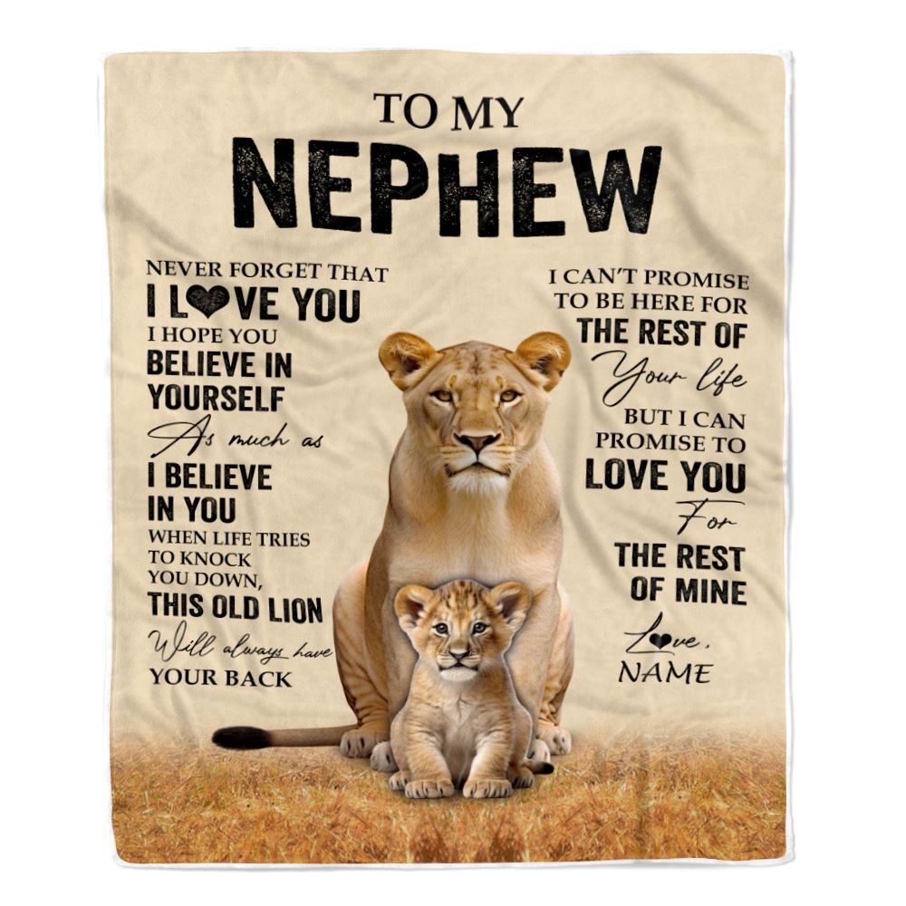 Personalized To My Nephew Blanket From Aunt Auntie Lion Never Forget That I Love You Niece Birthday Gifts Gifts Graduation Christmas Customized Fleece Throw Blanket | teecentury