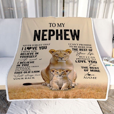 Personalized To My Nephew Blanket From Aunt Auntie Lion Never Forget That I Love You Niece Birthday Gifts Gifts Graduation Christmas Customized Fleece Throw Blanket | teecentury