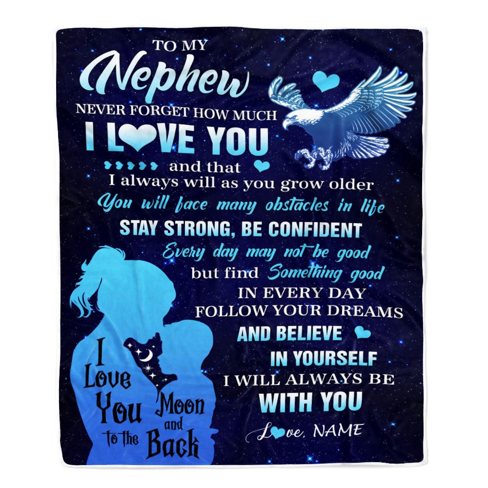 Personalized To My Nephew Blanket From Aunt Auntie Never Forget I Love You Eagle Nephew Gift Birthday Graduation Christmas Customized Fleece Throw Blanket | teecentury