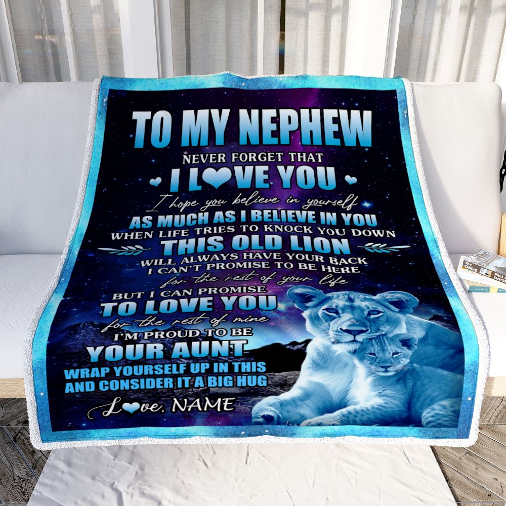 Personalized To My Nephew Blanket From Aunt Auntie Never Forget That I Love You Nephew Birthday Graduation Christmas Bed Fleece Throw Blanket | teecentury