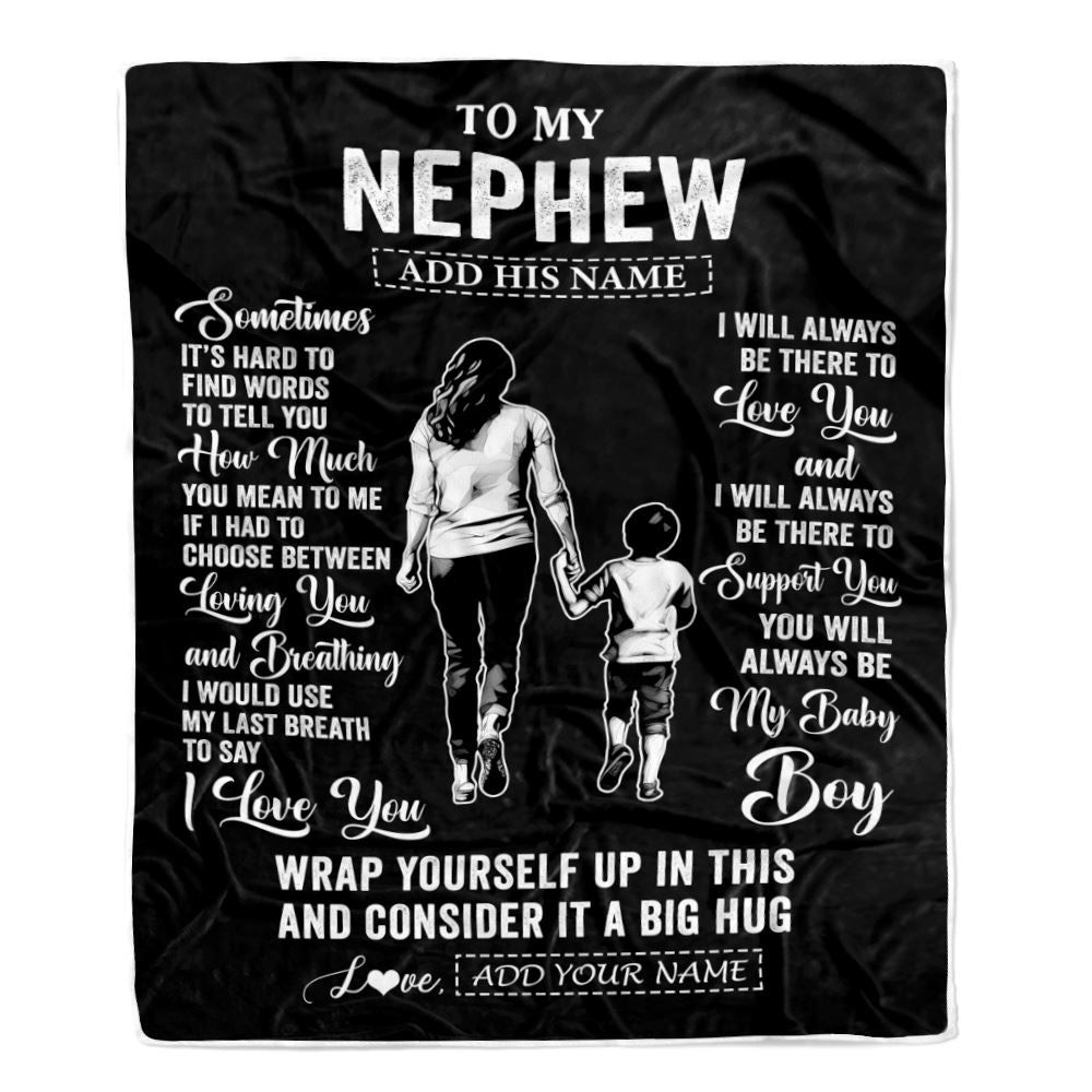 Personalized To My Nephew Blanket From Aunt Auntie Sometimes It's Hard Nephew Birthday Gifts Graduation Christmas Customized Fleece Throw Blanket | teecentury