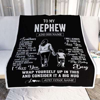 Personalized To My Nephew Blanket From Aunt Auntie Sometimes It's Hard Nephew Birthday Gifts Graduation Christmas Customized Fleece Throw Blanket | teecentury