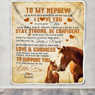 Personalized To My Nephew Blanket From Aunt Auntie Uncle Always Remember I Love You Horse Nephew Birthday Graduation Christmas Customized Fleece Throw Blanket | teecentury
