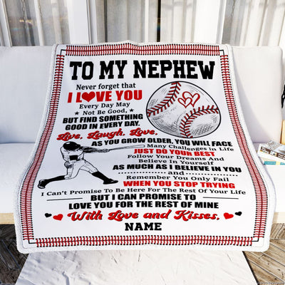 Personalized To My Nephew Blanket From Aunt Auntie Uncle I Believe In You Baseball Nephew Birthday Graduation Christmas Customized Bed Fleece Throw Blanket | teecentury