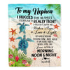 Personalized To My Nephew Blanket From Aunt Auntie Uncle I Hugged This With Love Turtle Beach Nephew Birthday Graduation Christmas Customized Fleece Blanket | teecentury