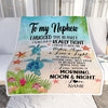 Personalized To My Nephew Blanket From Aunt Auntie Uncle I Hugged This With Love Turtle Beach Nephew Birthday Graduation Christmas Customized Fleece Blanket | teecentury