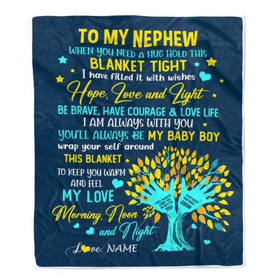 Personalized To My Nephew Blanket From Aunt Auntie When You Need A Hug Baby Boy Nephew Birthday Graduation Christmas Customized Fleece Blanket | teecentury