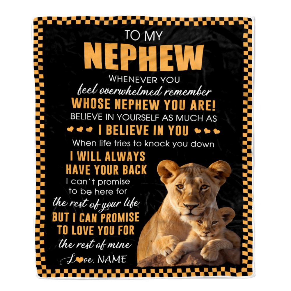 Personalized To My Nephew Blanket From Aunt Auntie Whenever You Feel Lion Nephew Birthday Gifts Graduation Christmas Customized Fleece Throw Blanket | teecentury