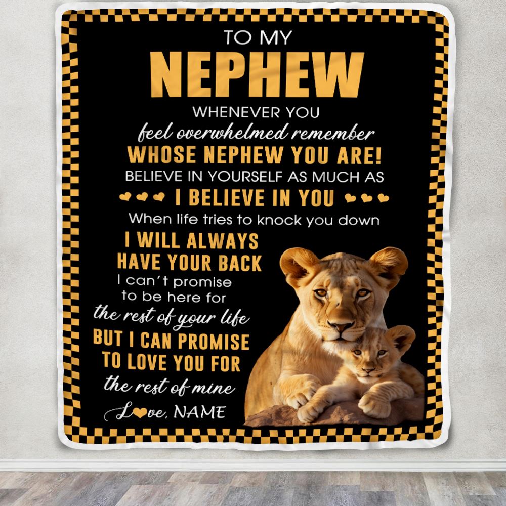 Personalized To My Nephew Blanket From Aunt Auntie Whenever You Feel Lion Nephew Birthday Gifts Graduation Christmas Customized Fleece Throw Blanket | teecentury