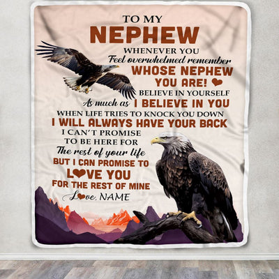 Personalized To My Nephew Blanket From Aunt Uncle Auntie Whenever You Feel Eagle Nephew Birthday Gifts Graduation Christmas Customized Fleece Throw Blanket | teecentury