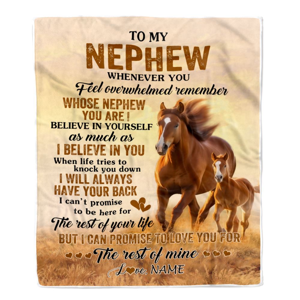 Personalized To My Nephew Blanket From Aunt Uncle Auntie Whenever You Feel Horse Nephew Birthday Gifts Graduation Christmas Customized Fleece Throw Blanket | teecentury