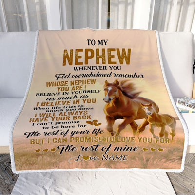 Personalized To My Nephew Blanket From Aunt Uncle Auntie Whenever You Feel Horse Nephew Birthday Gifts Graduation Christmas Customized Fleece Throw Blanket | teecentury