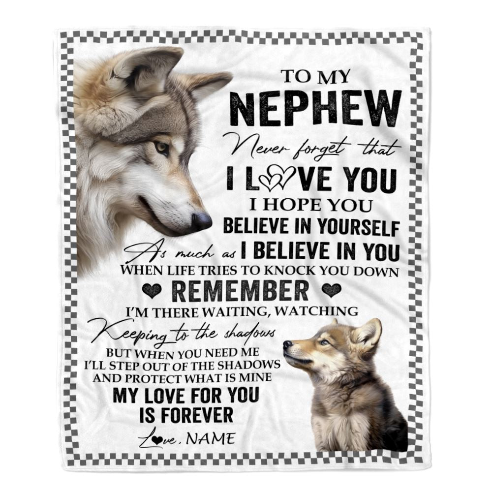 Personalized To My Nephew Blanket From Aunt Uncle Auntie Wolf My Love For You Is Forever Nephew Birthday Gifts Graduation Christmas Customized Fleece Blanket | teecentury