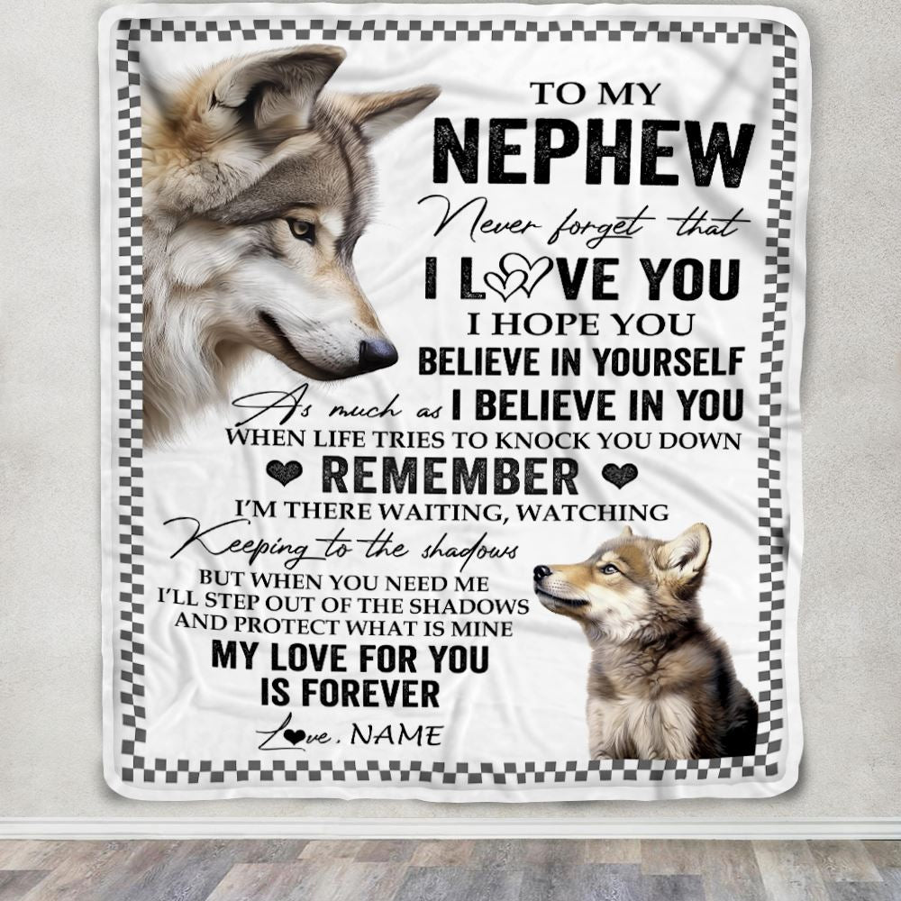 Personalized To My Nephew Blanket From Aunt Uncle Auntie Wolf My Love For You Is Forever Nephew Birthday Gifts Graduation Christmas Customized Fleece Blanket | teecentury