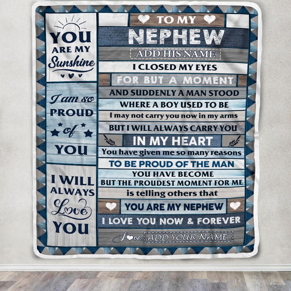 Personalized To My Nephew Blanket From Aunt Uncle Auntie Wood I Closed My Eyes Gifts For Nephew Birthday Gifts Graduation Christmas Customized Fleece Blanket | teecentury