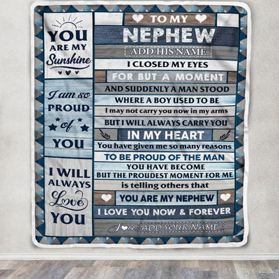 Personalized To My Nephew Blanket From Aunt Uncle Auntie Wood I Closed My Eyes Gifts For Nephew Birthday Gifts Graduation Christmas Customized Fleece Blanket | teecentury