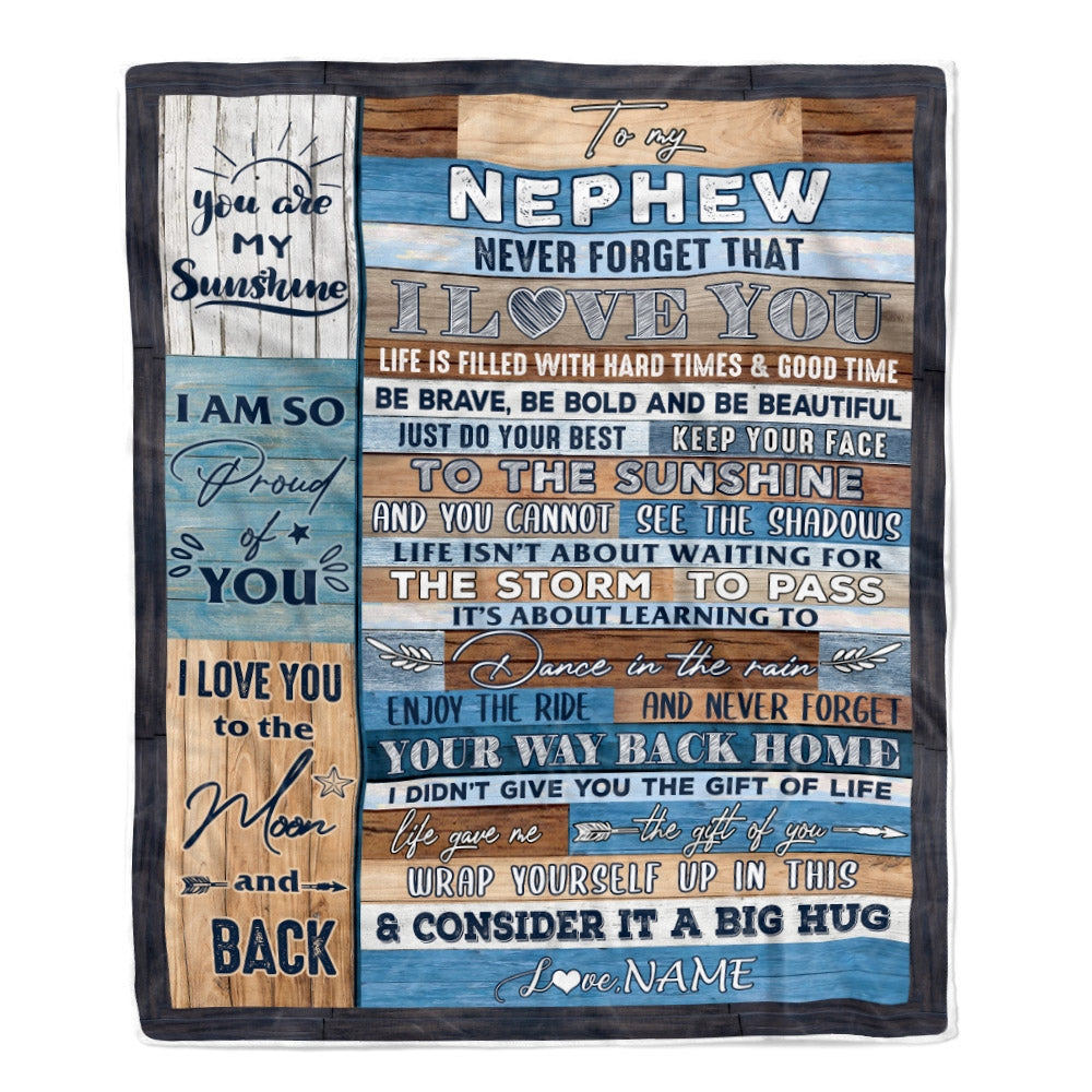Personalized To My Nephew Blanket From Aunt Uncle Titi Never Forget That I Love You Wood Nephew Birthday Thanksgiving Christmas Customized Fleece Blanket Blanket | Teecentury.com