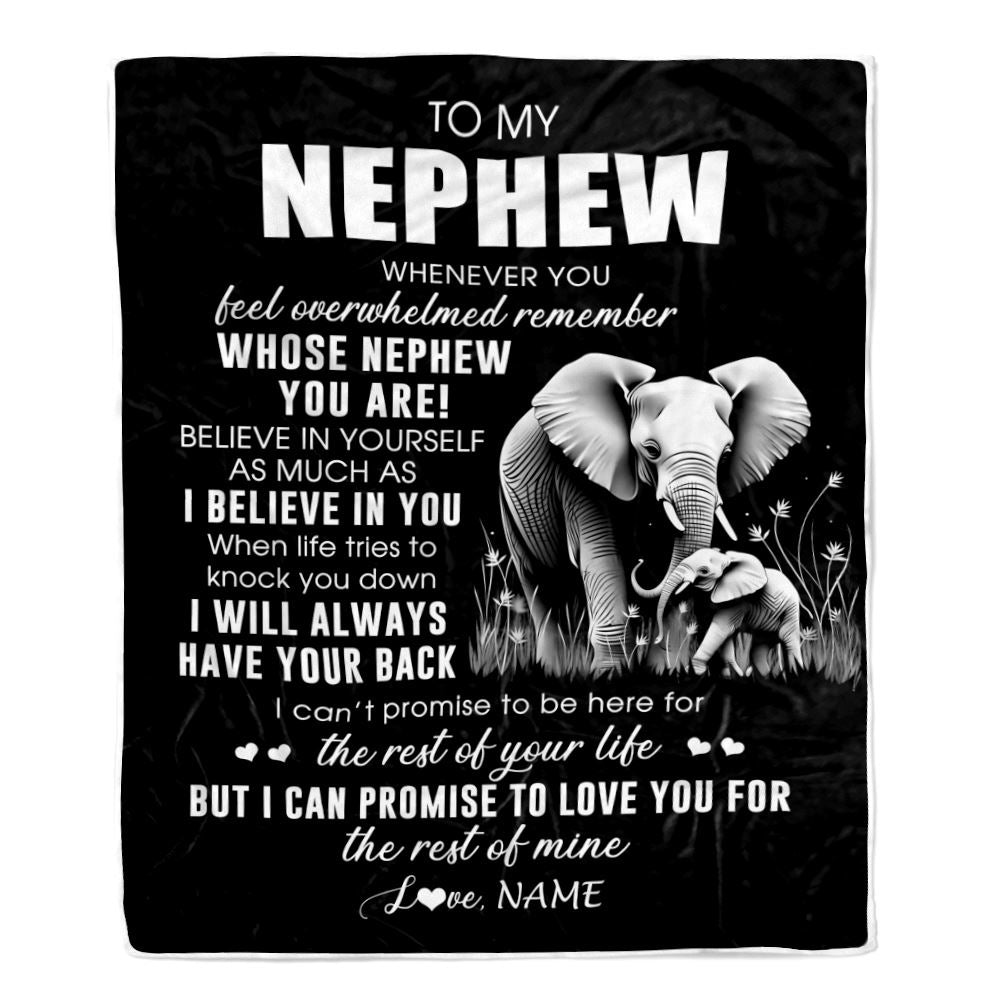 Personalized To My Nephew Blanket From Aunt Uncle Whenever You Feel Elephant Nephew Birthday Gifts Graduation Christmas Customized Fleece Throw Blanket | teecentury