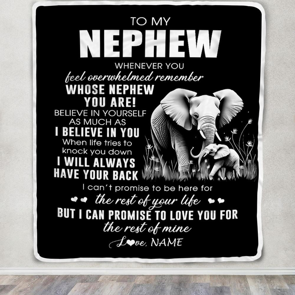 Personalized To My Nephew Blanket From Aunt Uncle Whenever You Feel Elephant Nephew Birthday Gifts Graduation Christmas Customized Fleece Throw Blanket | teecentury