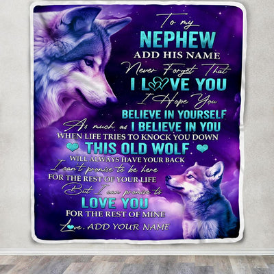 Personalized To My Nephew Blanket From Aunt Uncle Wolf Never Forget I Love You Nephew Birthday Gifts Graduation Christmas Customized Fleece Throw Blanket | teecentury
