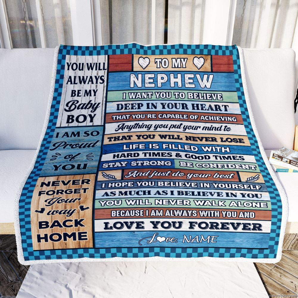 Personalized To My Amazing Nephew Blanket From Aunt Uncle Auntie Elephant It A Big Hug Nephew Birthday Gifts Graduation Christmas Custom Fleece Throw Blanket