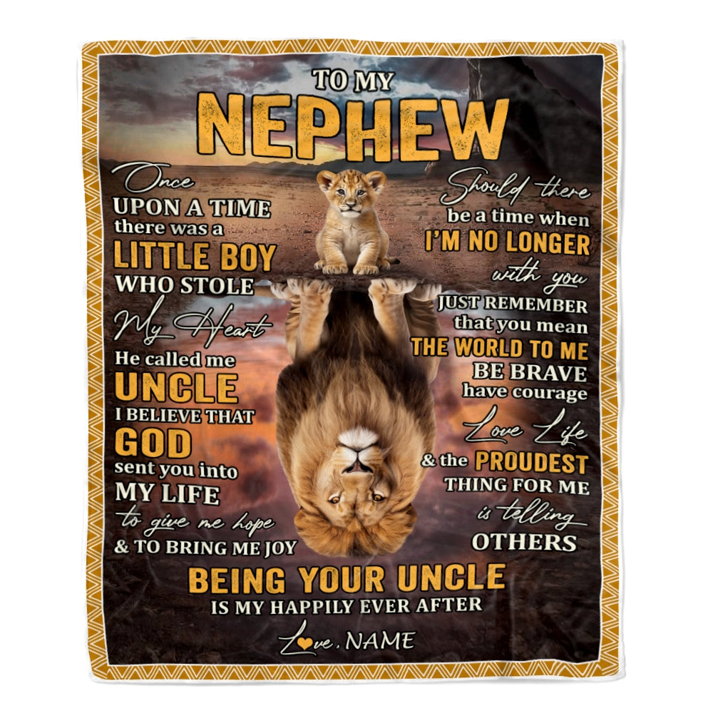 Personalized To My Nephew Blanket From Dad Father Lion Being Your Dad Is My Happily Ever Nephew Birthday Gifts Graduation Christmas Customized Fleece Blanket | teecentury