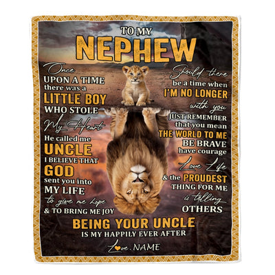 Personalized To My Nephew Blanket From Dad Father Lion Being Your Dad Is My Happily Ever Nephew Birthday Gifts Graduation Christmas Customized Fleece Blanket | teecentury