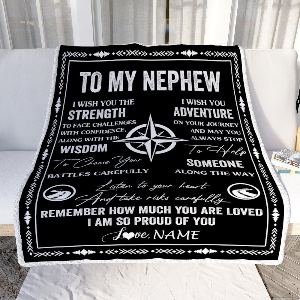 Personalized To My Nephew Blanket From Uncle Aunt Auntie I Wish You The Strength Nephew Birthday Gifts Graduation Christmas Customized Fleece Throw Blanket | teecentury