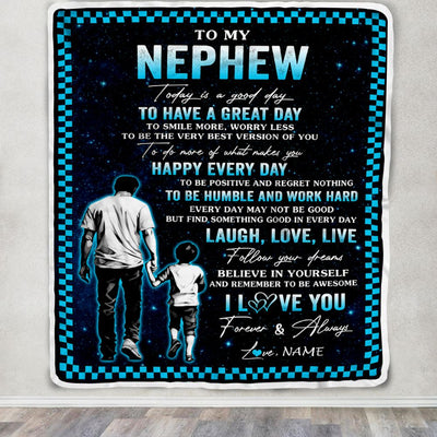 Personalized To My Nephew Blanket From Uncle Every Day Laugh Love Live Uncle Nephew Birthday Gifts Graduation Christmas Customized Fleece Throw Blanket | teecentury