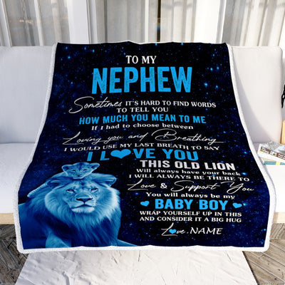Personalized To My Nephew Blanket From Uncle I Love You This Old Lion Nephew Birthday Graduation Christmas Customized Bed Fleece Throw Blanket | teecentury